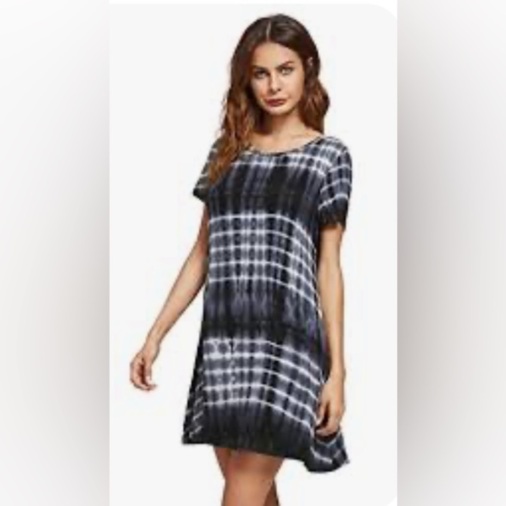 Tie-Dye Black and White Mini Dress